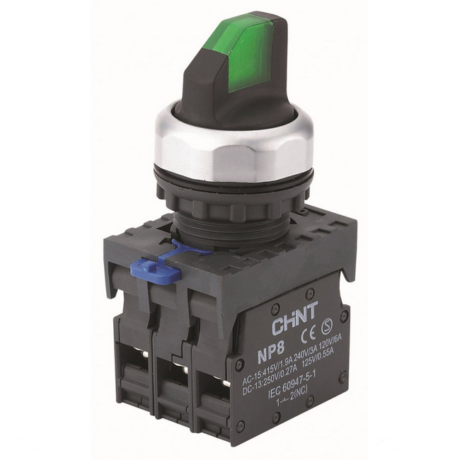 Переключатель с фиксацией NP8-10X/21 без подсветки 1НО черн. IP65 R CHINT 5786