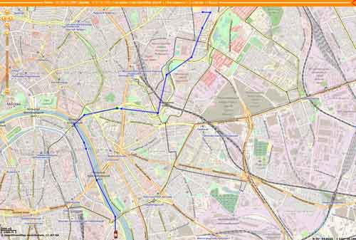 Рис. 33. Трек движения на велосипеде по г. Москве 17.08.2017 с 07-02 по 07-45