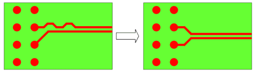 Подключение проводников дифференциальных пар следует делать симметричным