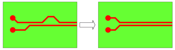  Проводники высокоскоростных дифференциальных пар должны быть симметричными и параллельными