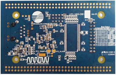 LPC1850-DB1 – оценочная плата на базе высокопроизводительного Cortex-M3 микроконтроллера LPC1850FET256 от NXP. Вид снизу