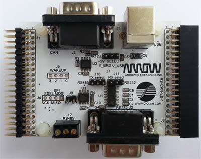 RS-CAN-EB-1 – модуль расширения для отладочных плат LPC4350-DB1, LPC4357-DB1, LPC1850-DB1 и их модификаций.