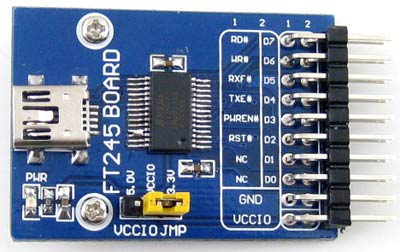 FT245 USB FIFO Board (mini) - оценочная плата преобразователя USB в параллельный FIFO с разъемом USB mini-AB.