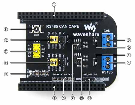 Плата расширения RS485 CAN CAPE для одноплатного миникомпьютера BeagleBone Black