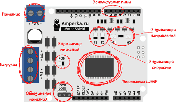 Принципиальная схема motor shield