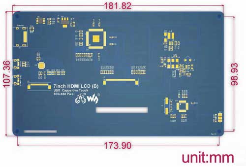 Габаритные размеры платы 7inch HDMI LCD [B]