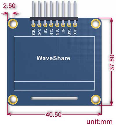 Габариты модуля 1.3inch OLED[A]