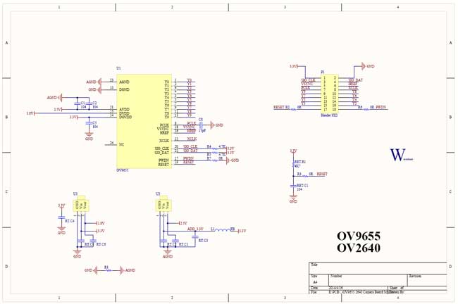 Схема принципиальная электрическая OV2640 Camera Board
