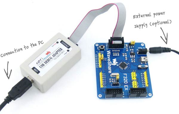  Подключение отладчика USB C8051F Debugger к PC и целевой плате
