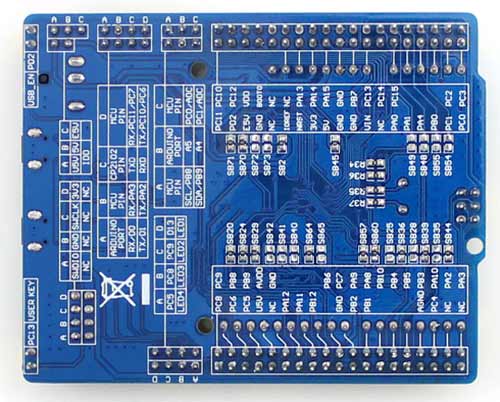 Отладочная плата XNUCLEO-F302R8. Вид снизу