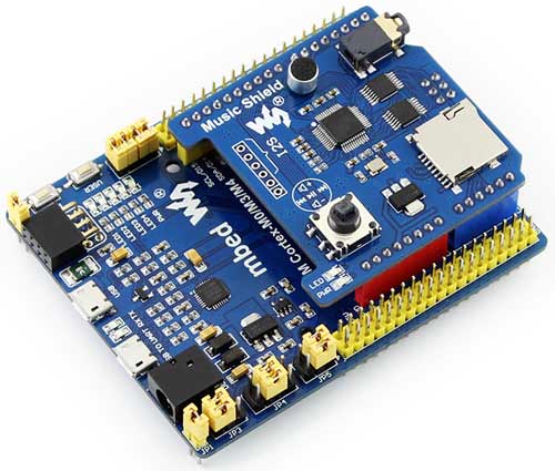 Отладочная плата XNUCLEO-F411RE с установленной платой расширения Music Shield