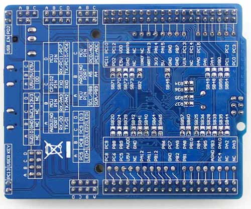 Отладочная плата XNUCLEO-F103RB. Вид снизу