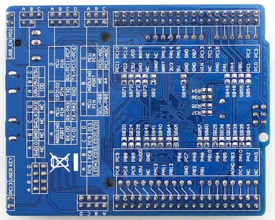 Отладочная плата XNUCLEO-F103RB. Вид снизу