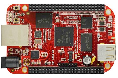 Одноплатный компьютер BBONE-BLACK-IND-4G. Вид сверху