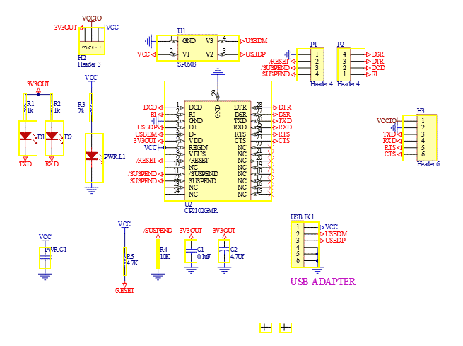 Схема принципиальная электрическая модуля CP2102 USB UART Board [mini]