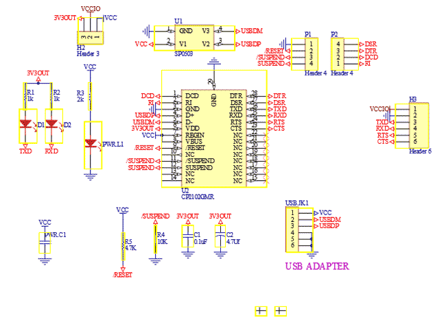 Схема принципиальная электрическая модуля CP2102 USB UART Board [micro]