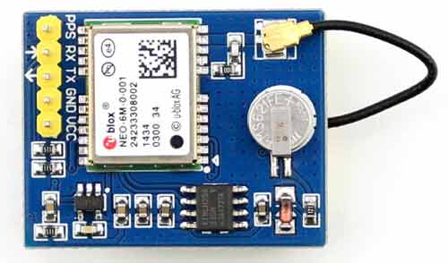 Отладочная плата UART GPS NEO-6M [B]. Вид снизу (со стороны GPS модуля NEO-6M)