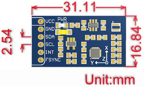 Размеры инерциального измерительного модуля 10 DOF IMU Sensor [C]