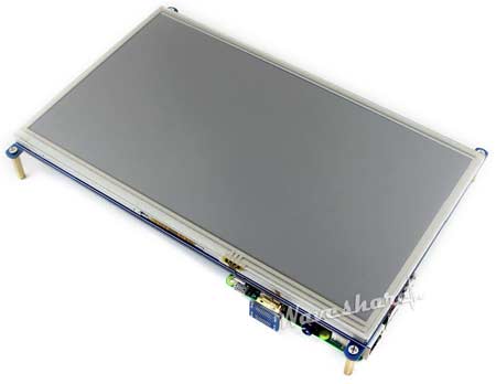 Дисплей 10.1inch HDMI LCD с подключенным миникомпьютером Raspberry Pi. 