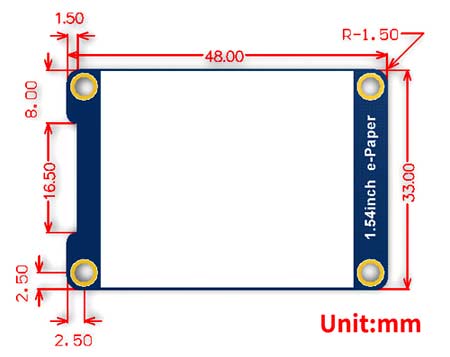 Размеры модуля 1.54inch e-Paper Module