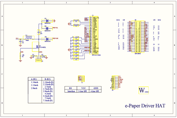 Схема принципиальная электрическая e-Paper Driver HAT