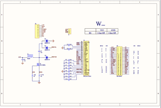 Схема принципиальная электрическая дисплейного модуля 2.13inch e-Paper HAT [B]