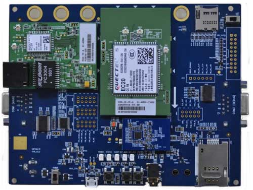 UMTS&LTE EVB с установленными переходными платами TE-A с LTE модулем EC20-CE и модулем WiFi FC20