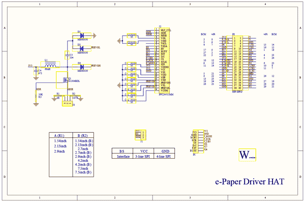 Схема принципиальная электрическая e-Paper Driver HAT
