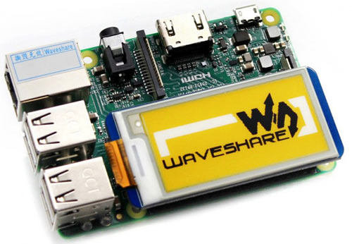 Дисплейный модуль 2.13inch e-Paper HAT [С], подключенный к Raspberry Pi