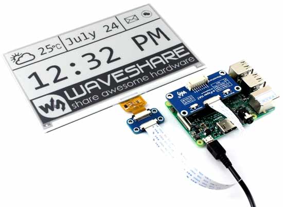 Использование платы драйвера e-Paper Driver HAT с дисплеем и платой Raspberry Pi