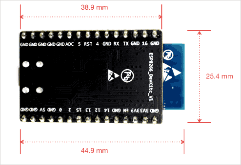  Размеры платы ESP8266-DevKitC