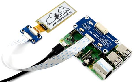 Изделие 2.13inch e-Paper HAT [D], подключенное к Raspberry Pi