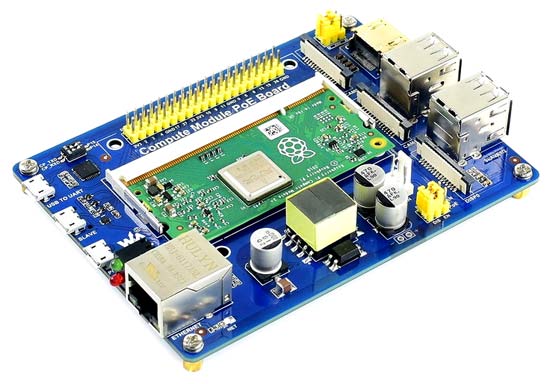 Отладочная плата Compute Module PoE Board с установленным вычислительным модулем