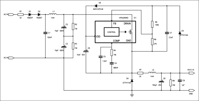 Схема принципиальная электрическая оценочной платы  STEVAL-VP26K01B